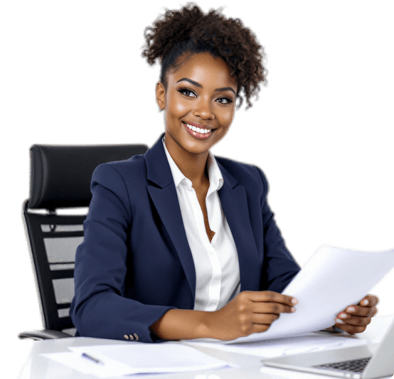 Professional businesswoman providing services